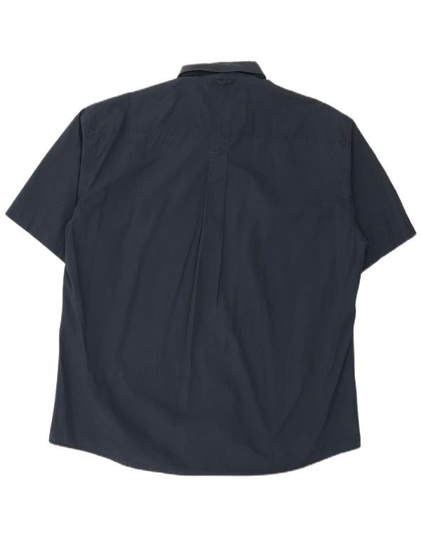 TIMBERLAND Herren Kurzarmhemd XL Marineblau Baumwolle