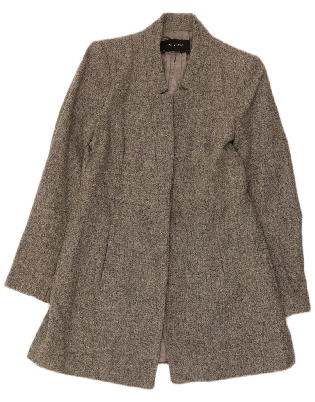 Zara Damen Longline Blazer Jacke UK 12 Mittelgraue Wolle