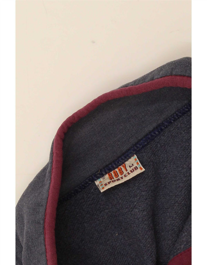 Roby Herren-Sweatshirt mit Knopfkragen, mittlerer marineblauer Farbblock-Baumwolle