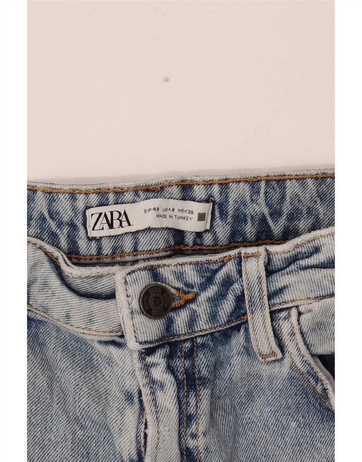 Zara Damen Distressed Bootcut Jeans EU 40 Medium W30 L34 Blau