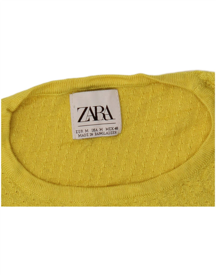 Zara Damen-Pullover mit Rundhalsausschnitt, Gr. 12, Mittelgelb