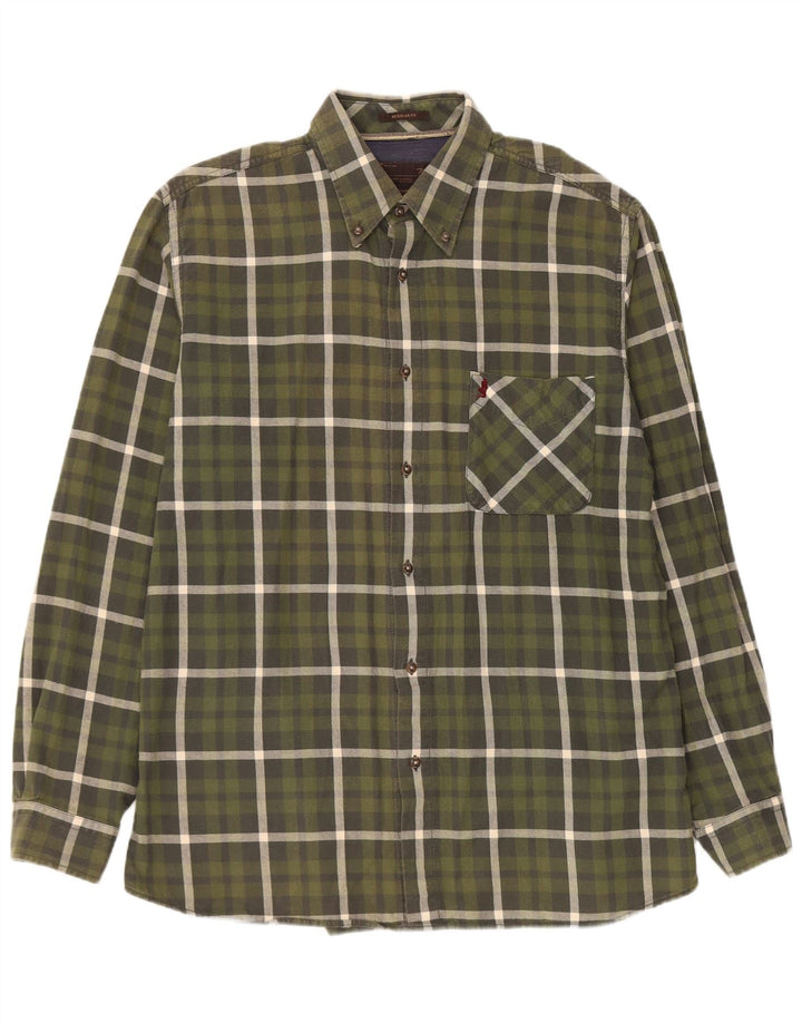 Marlboro Classics Herren-Flanellhemd XL, grün kariert, Baumwolle