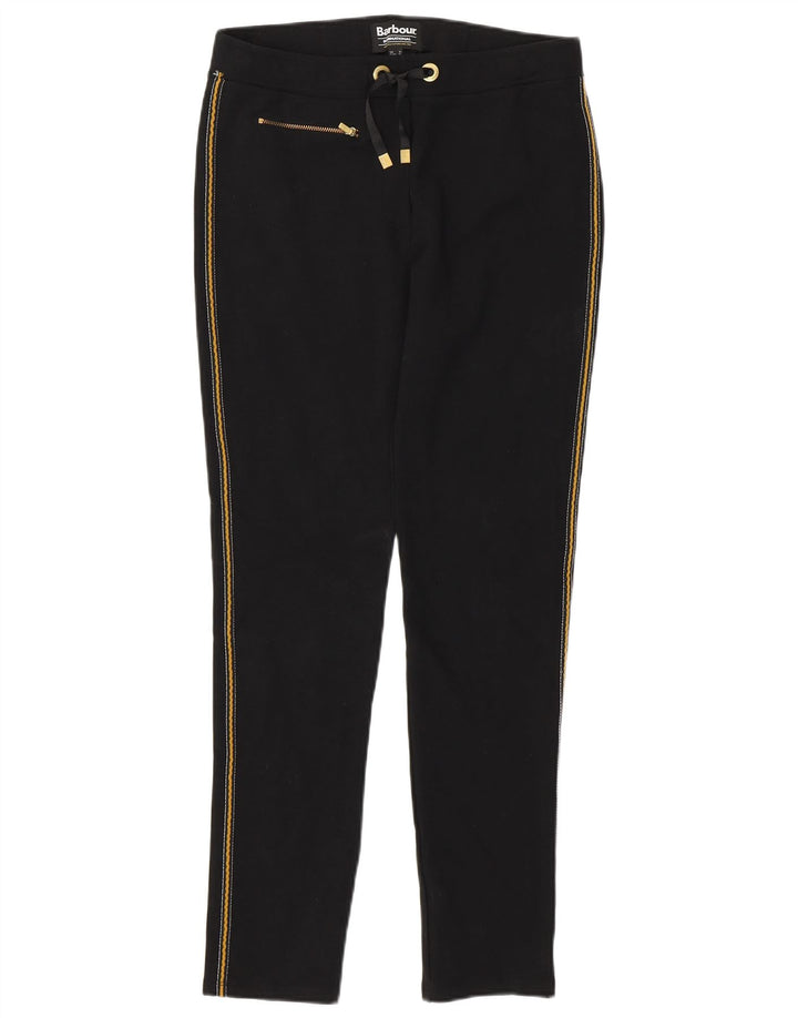 BARBOUR Womens Tracksuit Trousers UK 12 Medium  Black Cotton