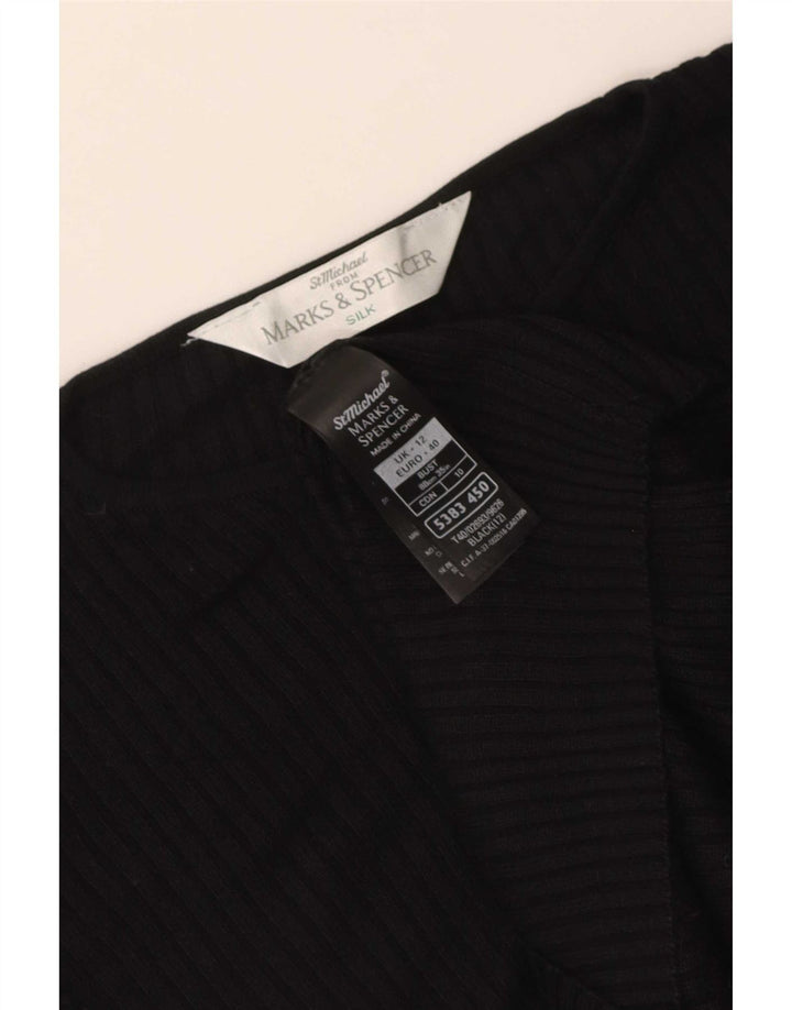 Marks & Spencer Damen Blusenoberteil UK 12 Mittelschwarze Seide