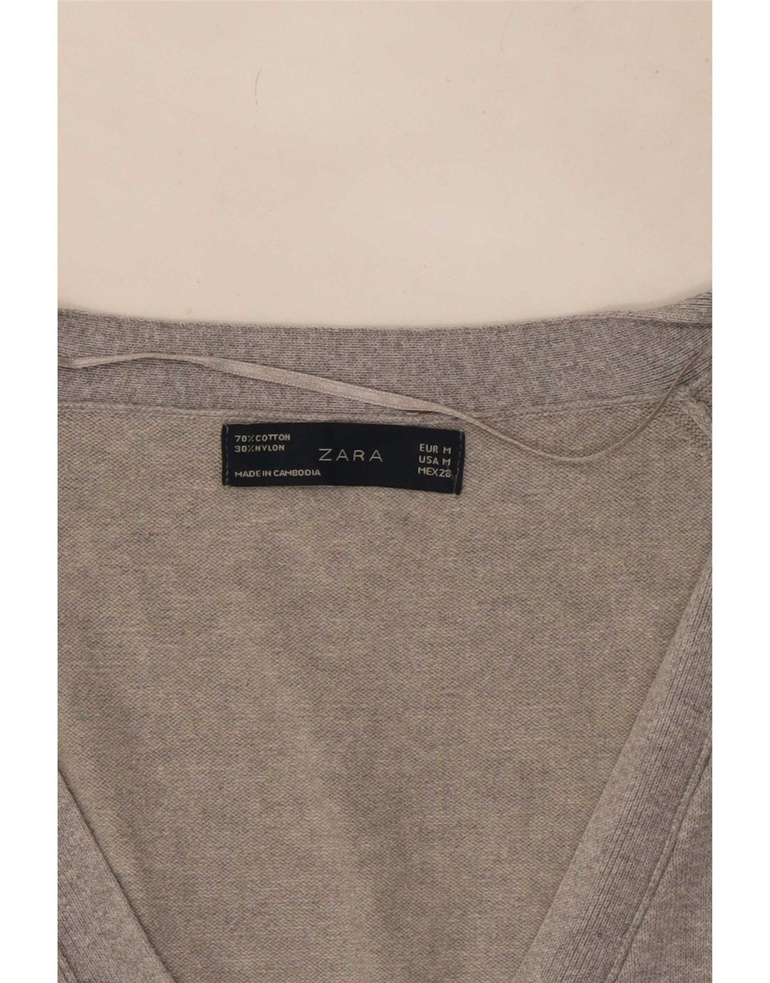 Zara Damen-Cardigan-Pullover UK 12 Mittelgrau gefleckte Baumwolle