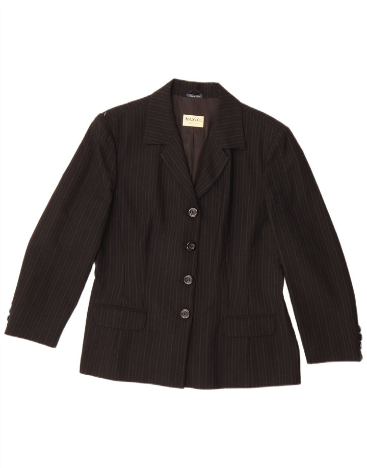 Max & Co. Damen-Blazerjacke mit 4 Knöpfen, Gr. 16, groß, schwarz gestreift, Wolle