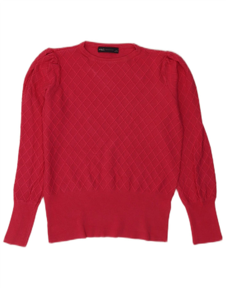 Marks & Spencer Damen-Pullover mit normaler Passform und Rundhalsausschnitt, Gr. 8, Rot