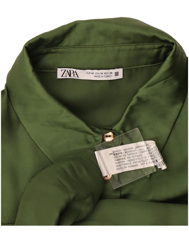 Zara Damen Hemdkleid UK 14 Mittelgrünes Polyester