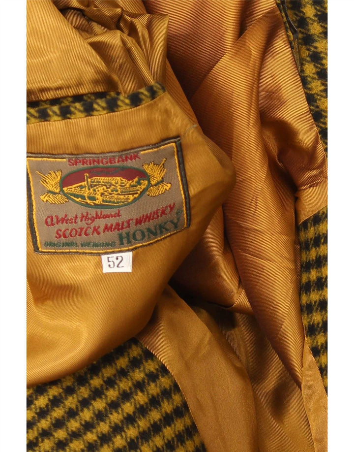 Vintage Herren 2-Knopf-Blazerjacke IT 52 XL Gelb kariertes Polyester