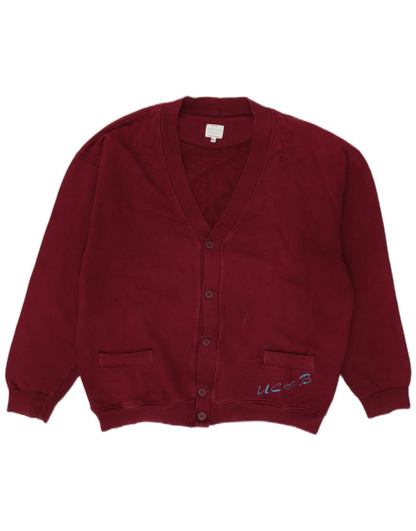 Benetton Herren-Cardigan, XL, Burgunderrot, Baumwolle