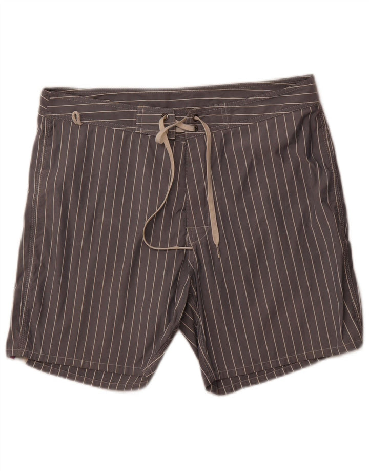 SUNDEK Herren-Badeshorts aus mittelgrauem Nadelstreifen-Polyester