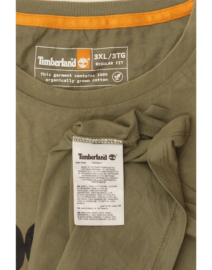 TIMBERLAND Herren-T-Shirt mit normaler Passform und Grafik, 3XL, Khaki, Baumwolle
