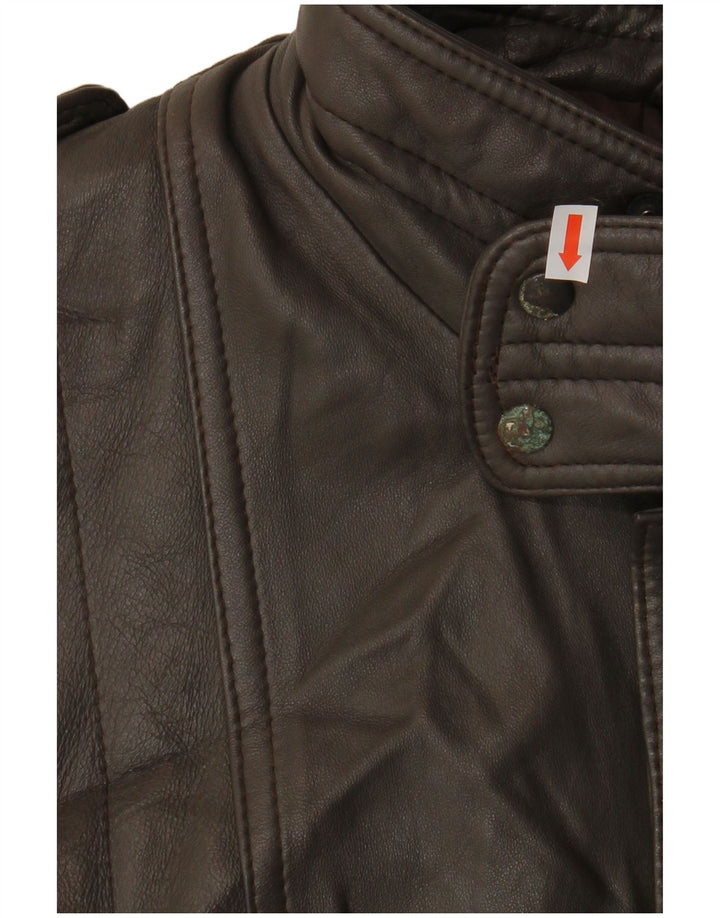 VINTAGE Herren Lederjacke IT 54 2XL Braunes Leder