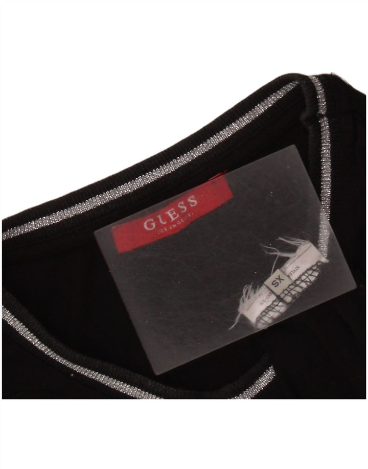 GUESS Damen Übergroßes Grafik-T-Shirt-Oberteil UK 6 XS Schwarz