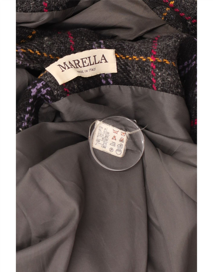 Marella Womens Übergroßer Zweireihermantel UK 10 Small Grey Check