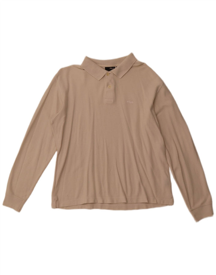 FILA Herren Langarm-Poloshirt Mittelbeige