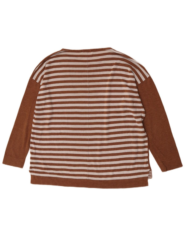 White Stuff Damen-Pullover mit U-Boot-Ausschnitt, UK 20 2XL, braun gestreift, Baumwolle