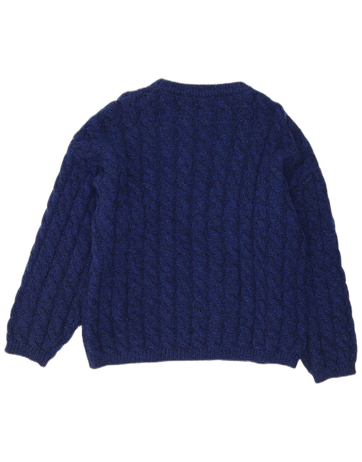 Benetton Herren-Pullover mit U-Boot-Ausschnitt IT 50 Mittelmarineblaue Schurwolle