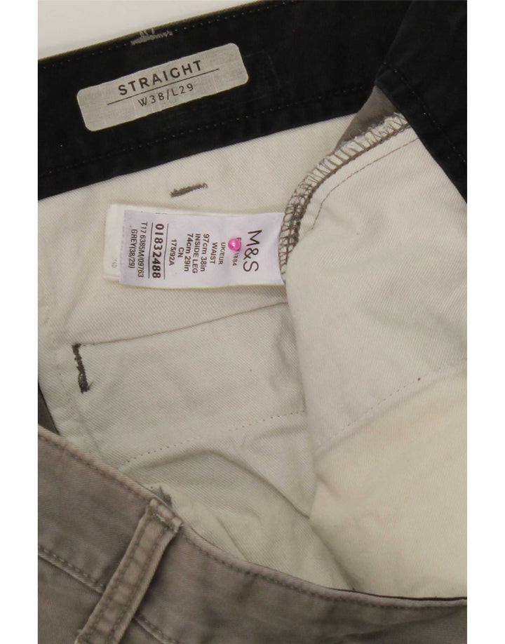 Gerade Herren-Chinohose von Marks & Spencer, W38 L29, graue Baumwolle
