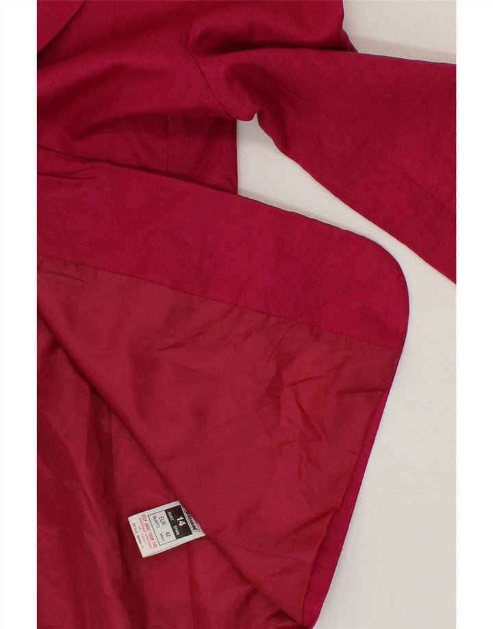 ST. BERNARD Womens Longline 2 Button Blazer Jacket UK 14 Large Pink Linen Vintage St. Bernard and Second-Hand St. Bernard from Messina Hembry 