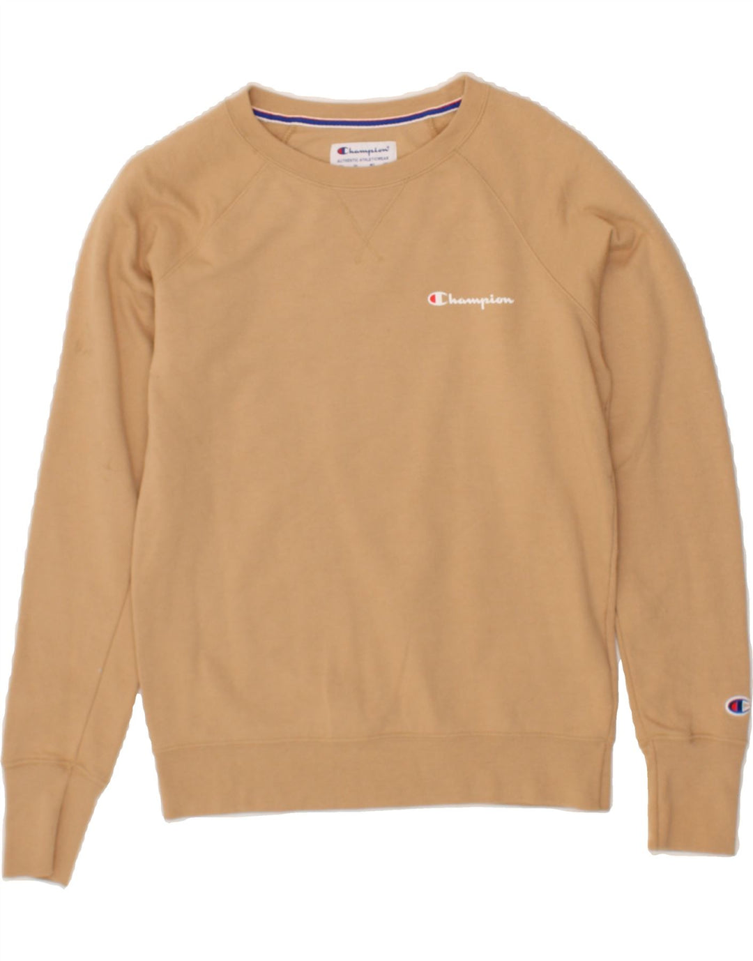 CHAMPION Mens Sweatshirt Jumper Small Beige Polyester Vintage Champion and Second-Hand Champion from Messina Hembry 