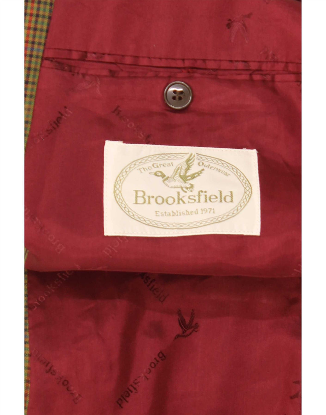 Brooksfield Herren-Blazer mit 2 Knöpfen, IT 52 XL, grüne Gingham-Wolle
