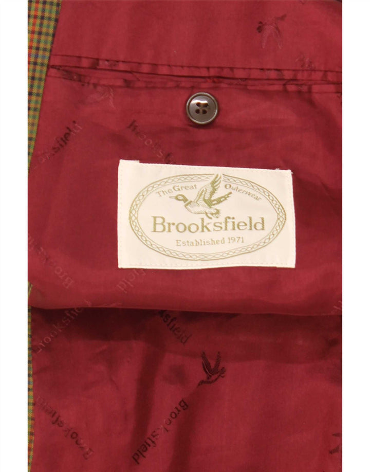 Brooksfield Herren-Blazer mit 2 Knöpfen, IT 52 XL, grüne Gingham-Wolle