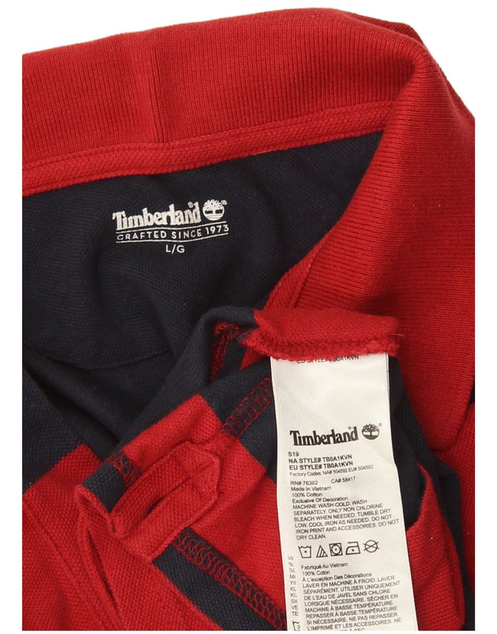Timberland Herren-Poloshirt, groß, rot gestreift, Baumwolle
