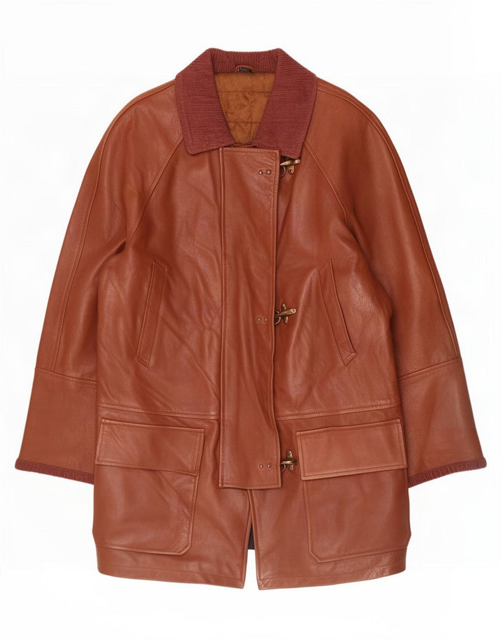 Giamax Damen Duffle Ledermantel IT 50 2XL Braun