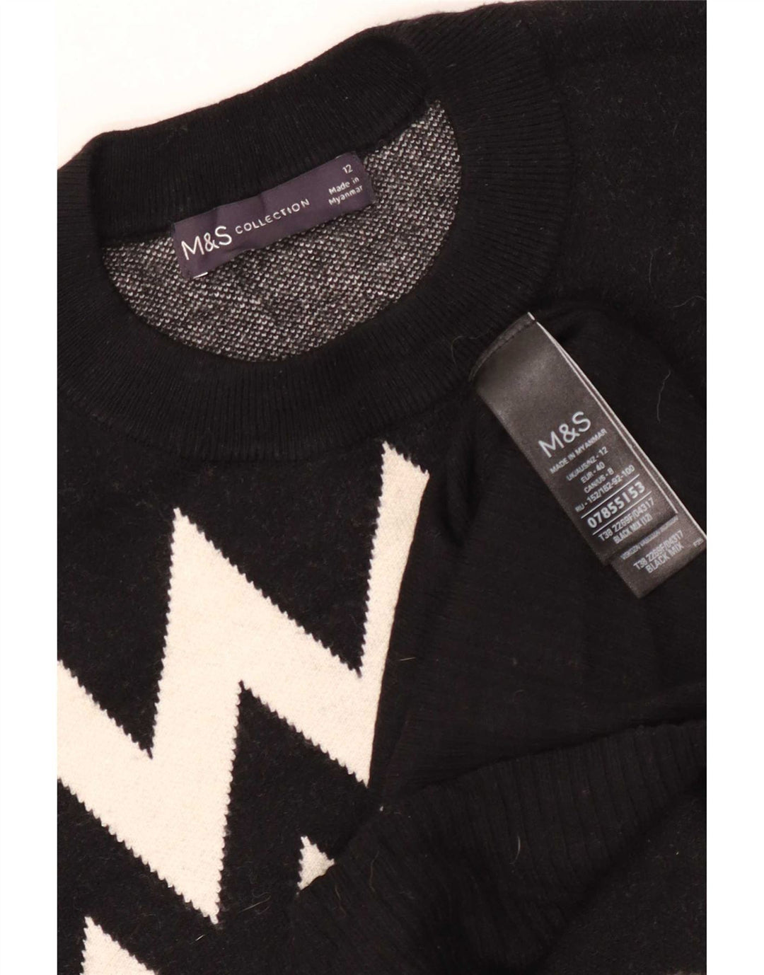 Marks & Spencer Damen-Pullover mit Rundhalsausschnitt, Gr. 12, mittelschwarz