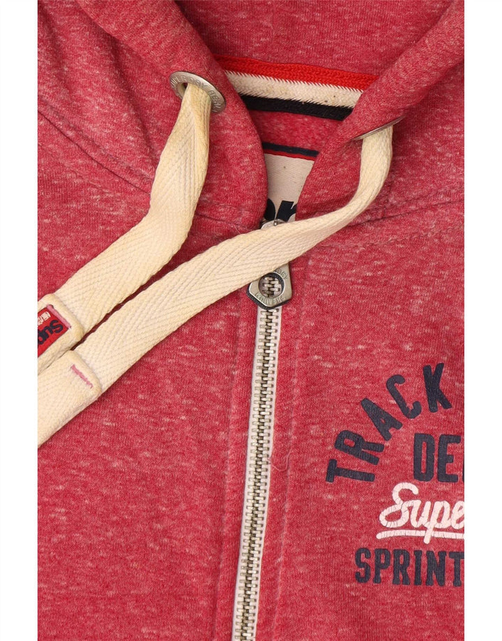 Superdry Herren-Kapuzenpullover mit grafischem Reißverschluss, groß, rot geflecktes Polyester