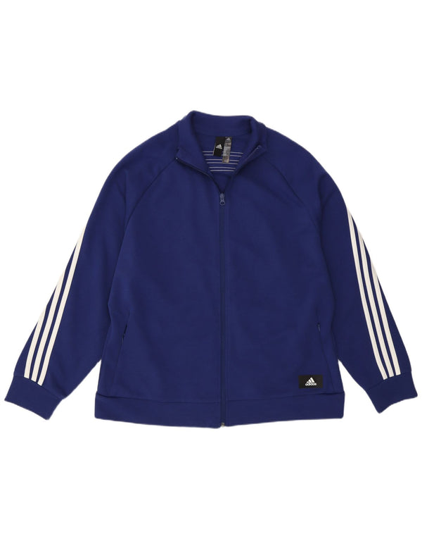 Adidas Damen Primegreen Trainingsanzug Top Jacke UK 20/22 XL Blaue Baumwolle