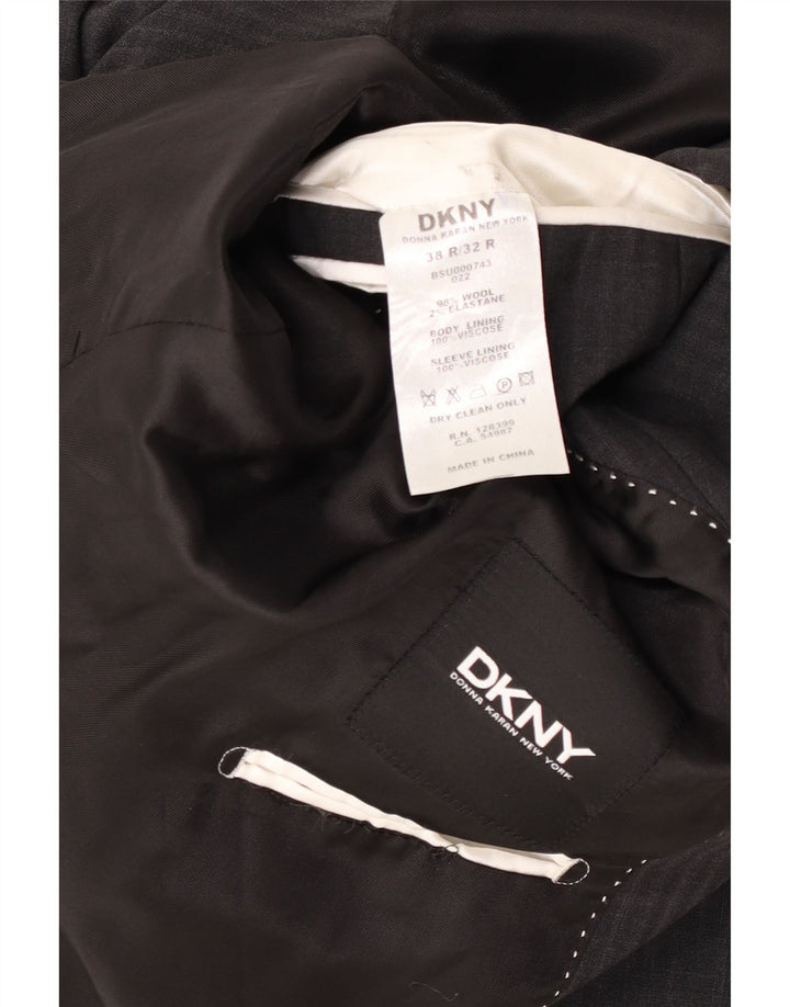 Dkny Herren-Blazer mit 2 Knöpfen, UK 38, mittelgraue Nadelstreifenwolle