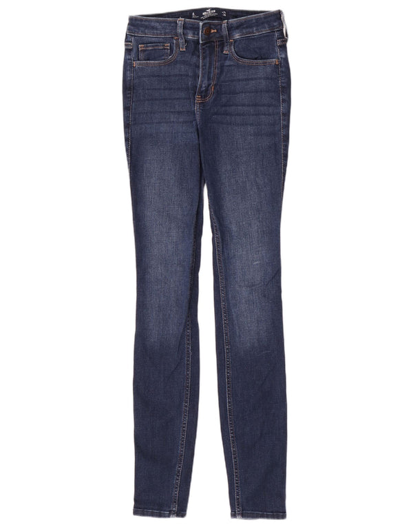 Hollister Damen High Waist Super Skinny Jeans W24 L30 Blaue Baumwolle