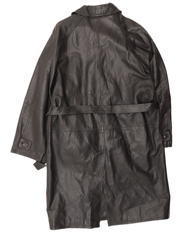 VINTAGE Herren Ledermantel IT 52 XL Schwarzes Leder