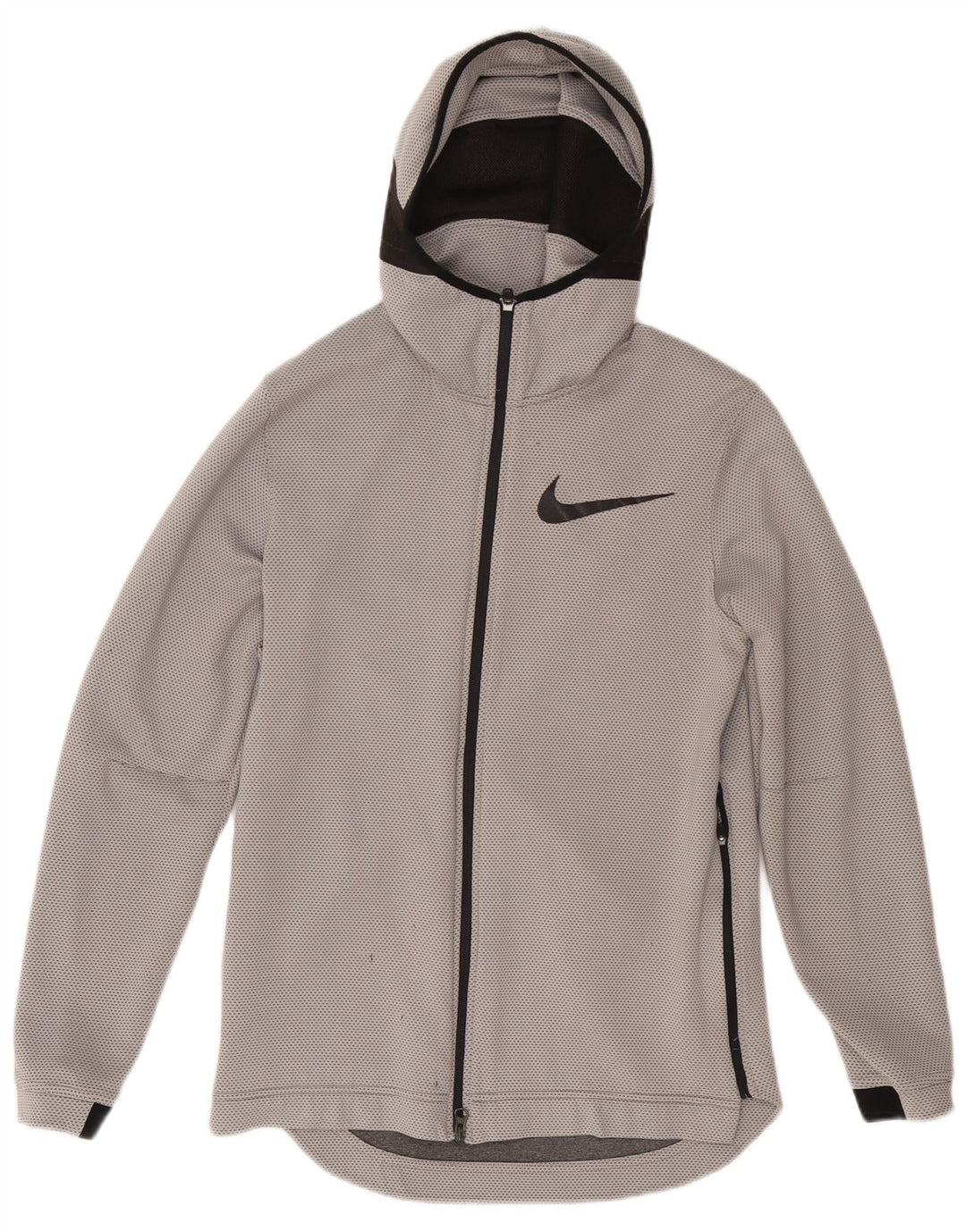 NIKE Herren-Basketball-Kapuzenpullover mit Reißverschluss, klein, grau, Polyester