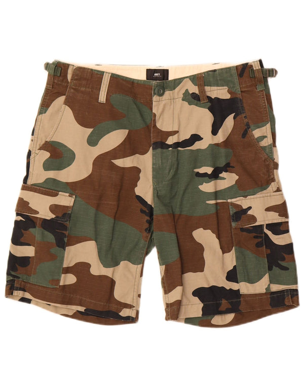 Obey Herren Cargo-Shorts W30 Medium Khaki Camouflage Baumwolle