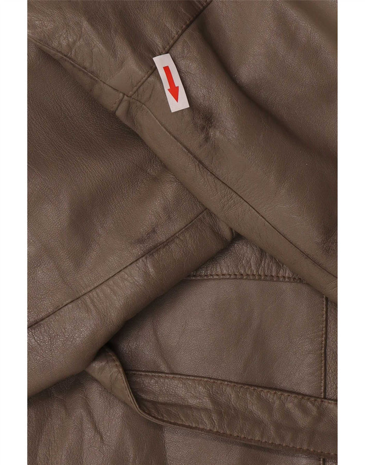 Vintage Damen Jacke mit normaler Passform, Größe 46, großes graues Leder, klassisch