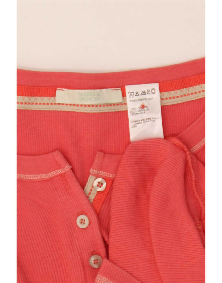 Marks & Spencer Damen Top Langarm UK 12 Mittelrosa Baumwolle