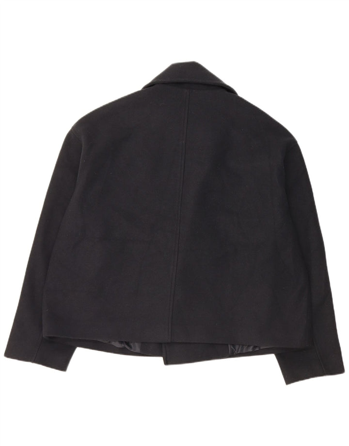 Zara Damen Übergroßer Pea Coat UK 14 Medium Marineblau Polyester