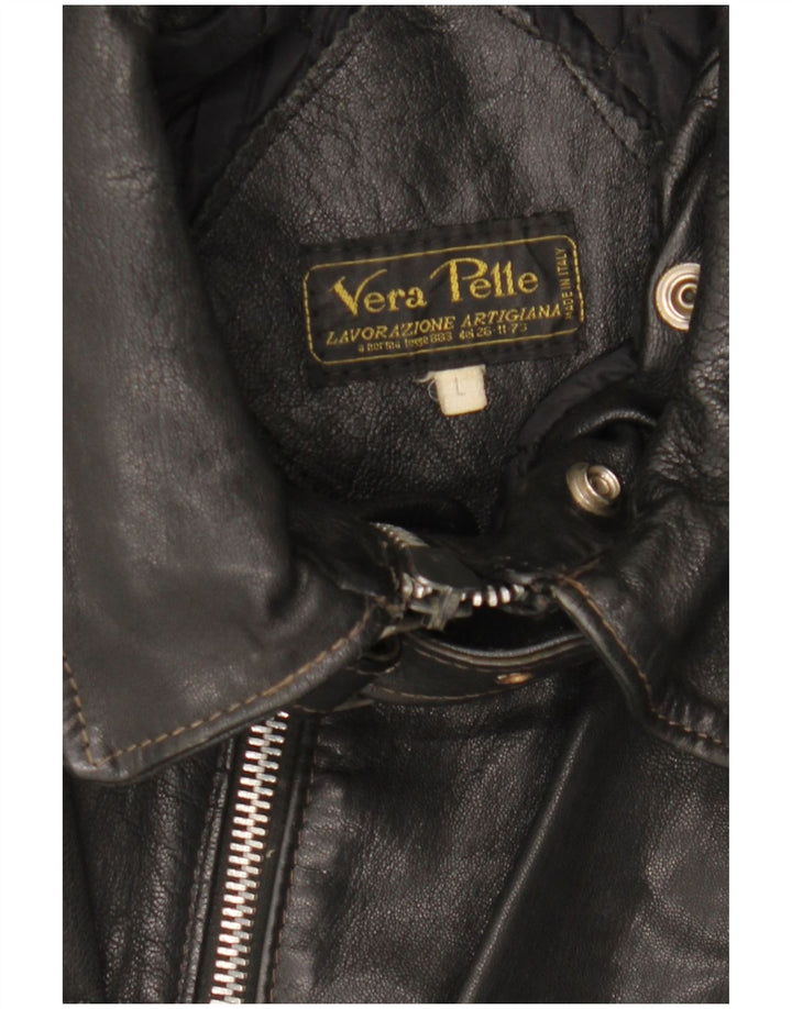 VINTAGE Herren Lederjacke UK 40 Großes schwarzes Leder