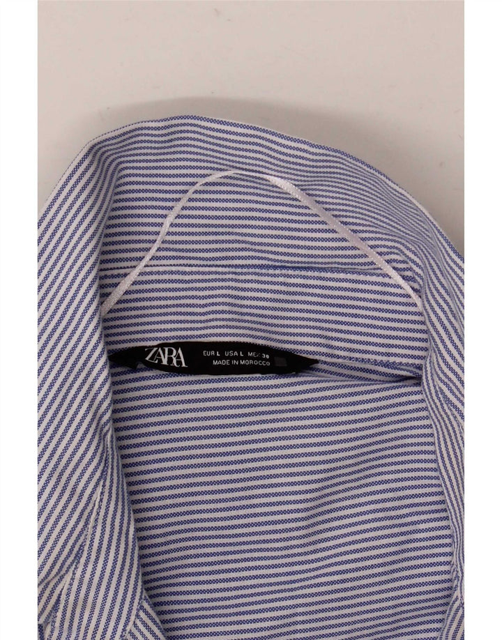 Zara Damen-Oversize-Hemd, UK 16, großes blaues Nadelstreifen-Shirt