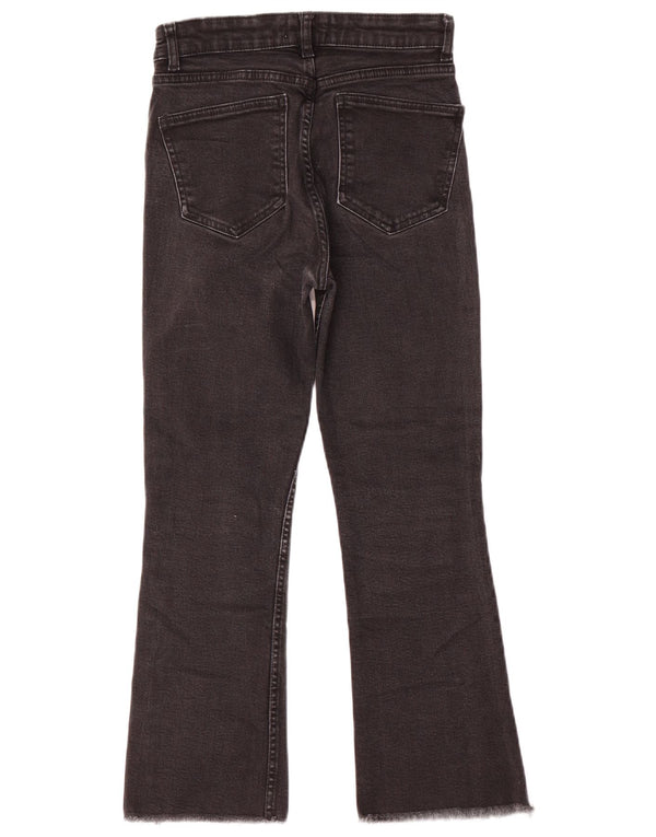 Zara Damen Crop Bootcut Jeans EU 38 Small W28 L25 Schwarz
