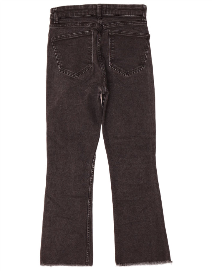 Zara Damen Crop Bootcut Jeans EU 38 Small W28 L25 Schwarz
