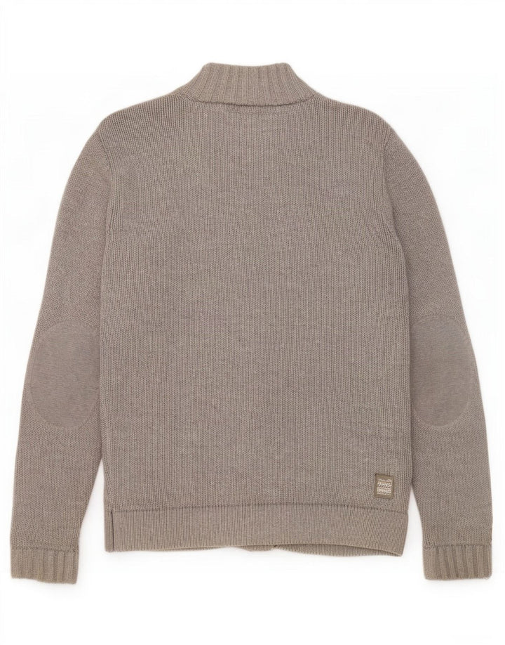 Jack & Jones Herren-Strickjacke aus mittelgrauer, gestreifter Baumwolle