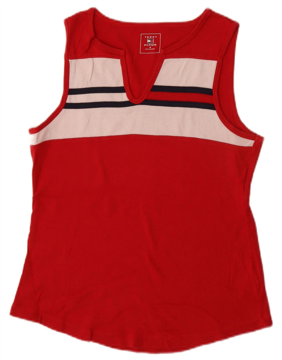 Tommy Hilfiger Damen-Trägershirt UK 12 Mittelrote Colourblock-Baumwolle