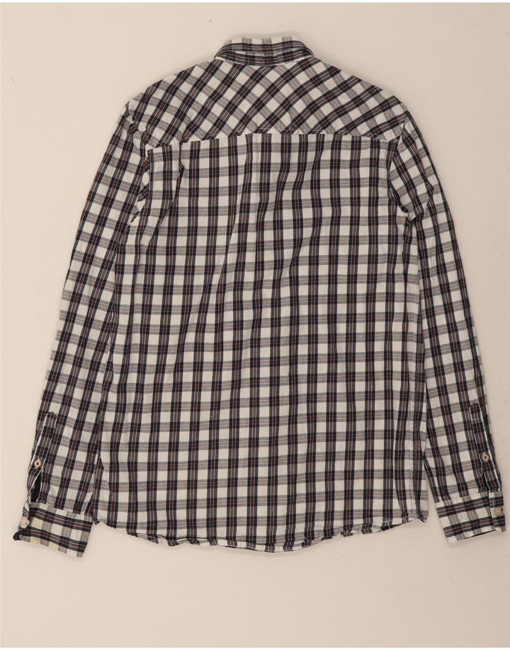 TOM TAILOR Mens Shirt Small Navy Blue Check Cotton Vintage Tom Tailor and Second-Hand Tom Tailor from Messina Hembry 