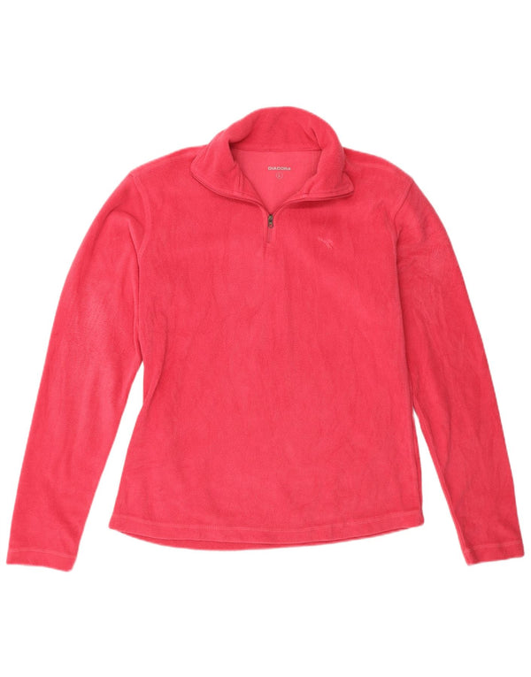 Diadora Damen-Fleecepullover mit Reißverschluss am Hals, UK 16, Größe L, rosa, Polyester