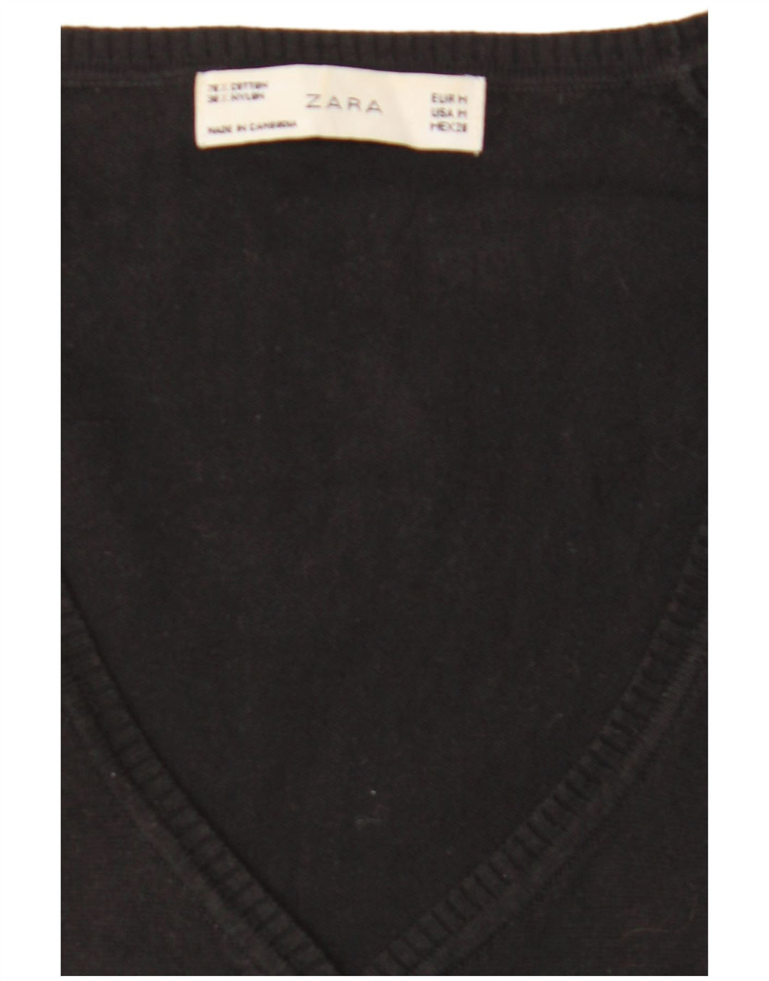Zara Damen-Cardigan-Pullover UK 12 Mittelschwarze Baumwolle
