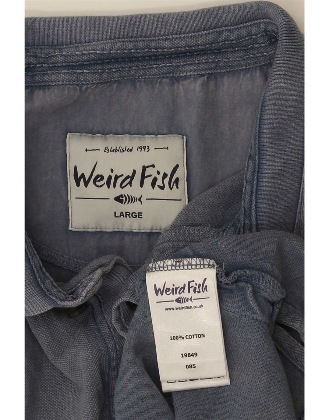 Weird Fish Herren-Poloshirt, groß, blaue Baumwolle